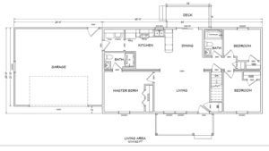 R001 Ranch Modular Home Model Floor Plan 1