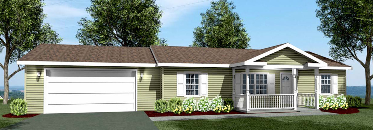 R001 Ranch Modular Home Model Rendering Front 01